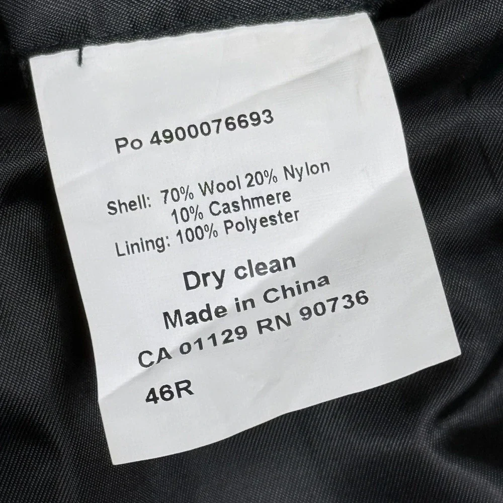 Ralph Lauren Overcoat Mens 46 Navy Wool  Cashmere Blend Jacket 3 Buttons Luxury